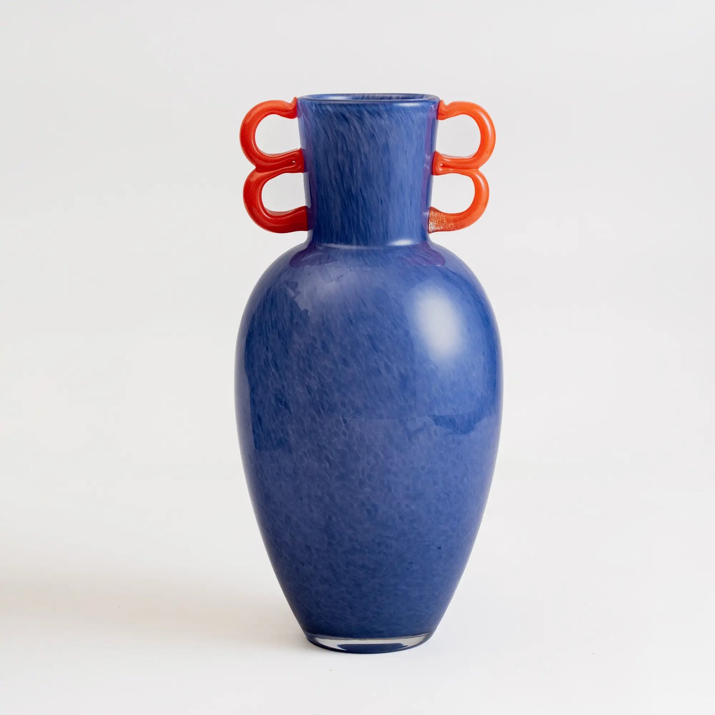 grand vase en verre violet avec poignées ondulées rouges – collection Ondes Ludiques