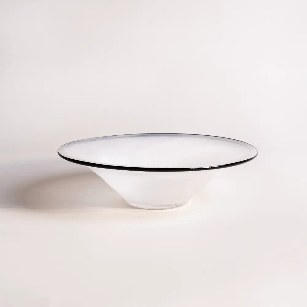 Plateau décoratif blanc en verre soufflé, design épuré