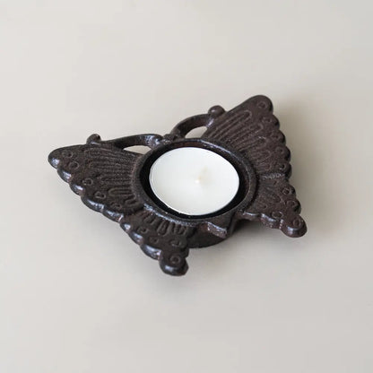 Ancien bougeoir métal artisanal, idéal pour bougies chauffe-plat