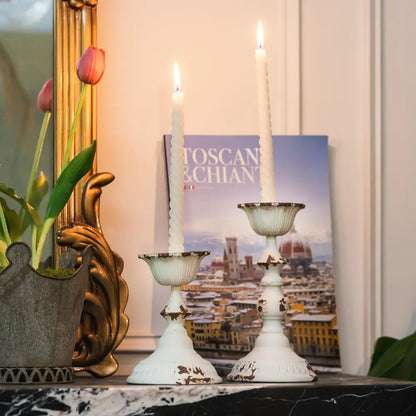 Bougeoir blanc romantique en métal, style bohème chic