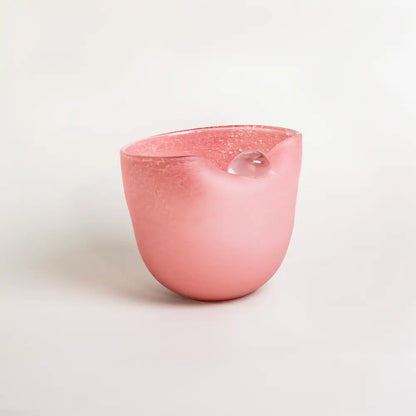 Vase déco design arrondi Brume Rose Enchantée en verre soufflé rose poudré