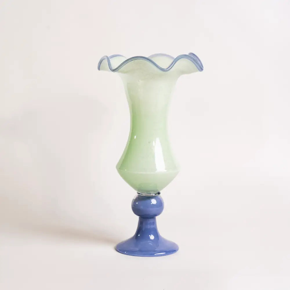 Decorative vases alto en verre soufflé vert menthe et bleu ciel – Brume Menthe