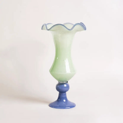 Decorative vases alto en verre soufflé vert menthe et bleu ciel – Brume Menthe