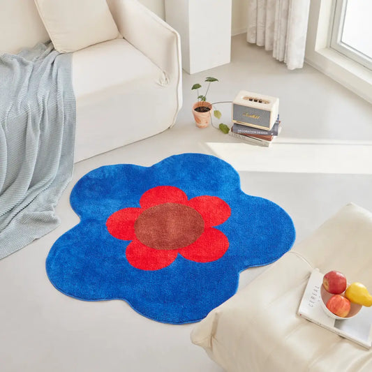 tapis floral bleu design moderne