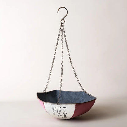 pot de fleur à suspendre demi-umbrella en métal vieilli