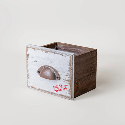 pot de fleur en bois artisanal rectangulaire vintage