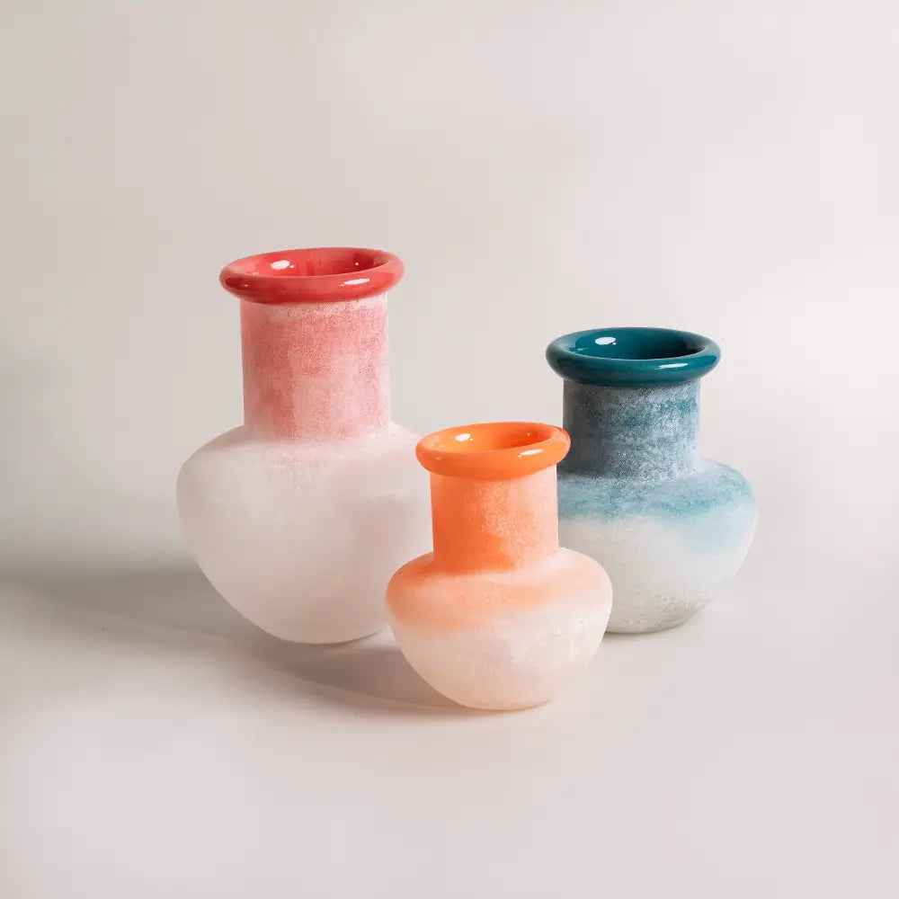 vase décoratif en verre soufflé dégradé corail