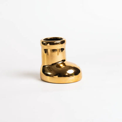 Duo de vase décoré vert émeraude et doré, pièce sculpturale