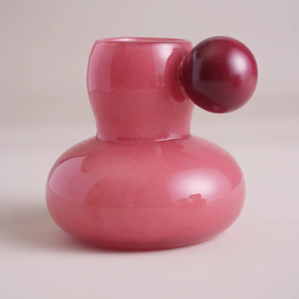 Vase et fleurs miniature en verre coloré rose ancien – Les Nymphes Colorées