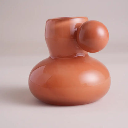 Vase et fleurs miniature en verre coloré mandarine – Les Nymphes Colorées