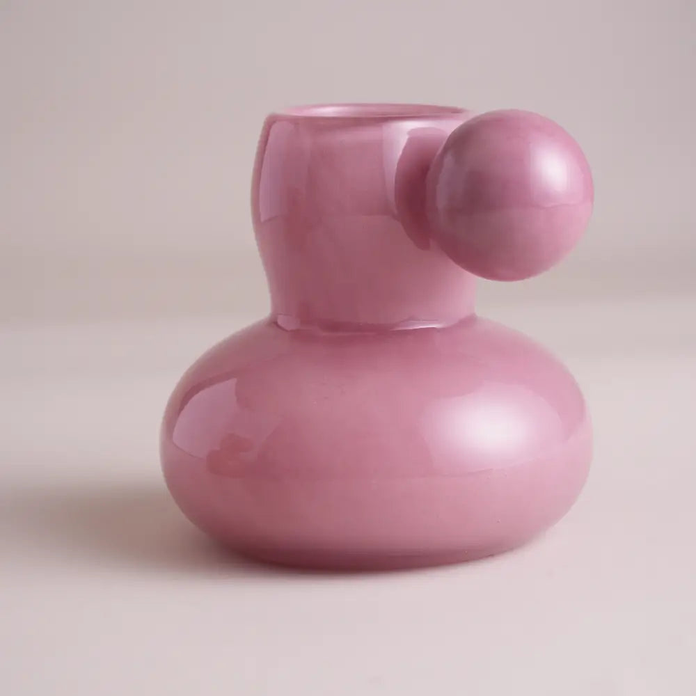 Vase et fleurs miniature en verre coloré lilas – Les Nymphes Colorées