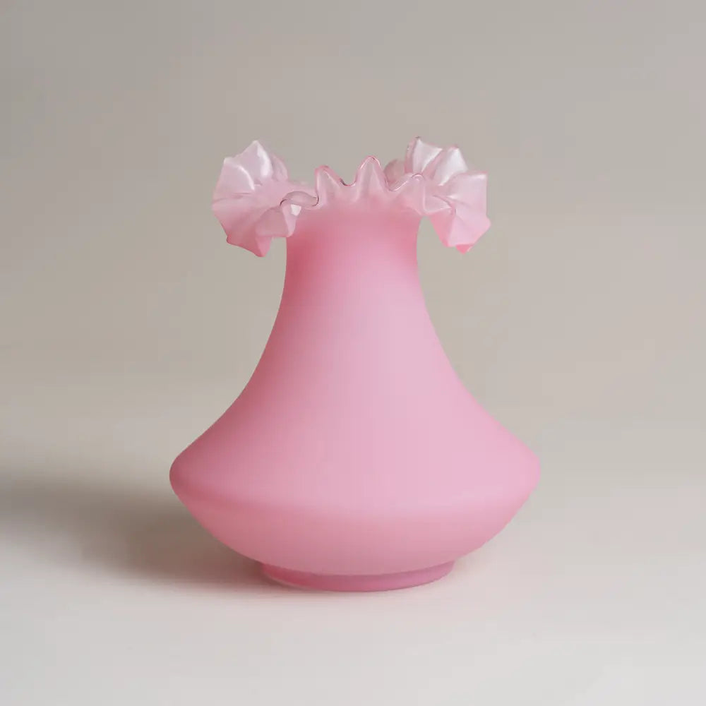 Vase rose design en verre mat poudré, style moderne et raffiné