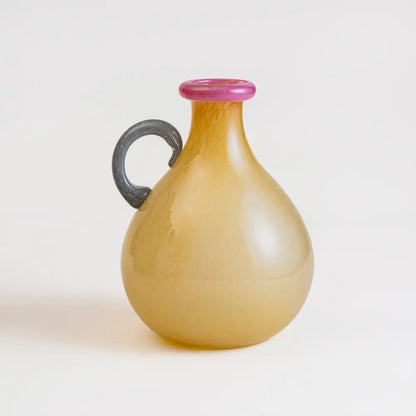 vase soliflore beige avec anse grise et col rose – Douceur Pastel Lait Fraise