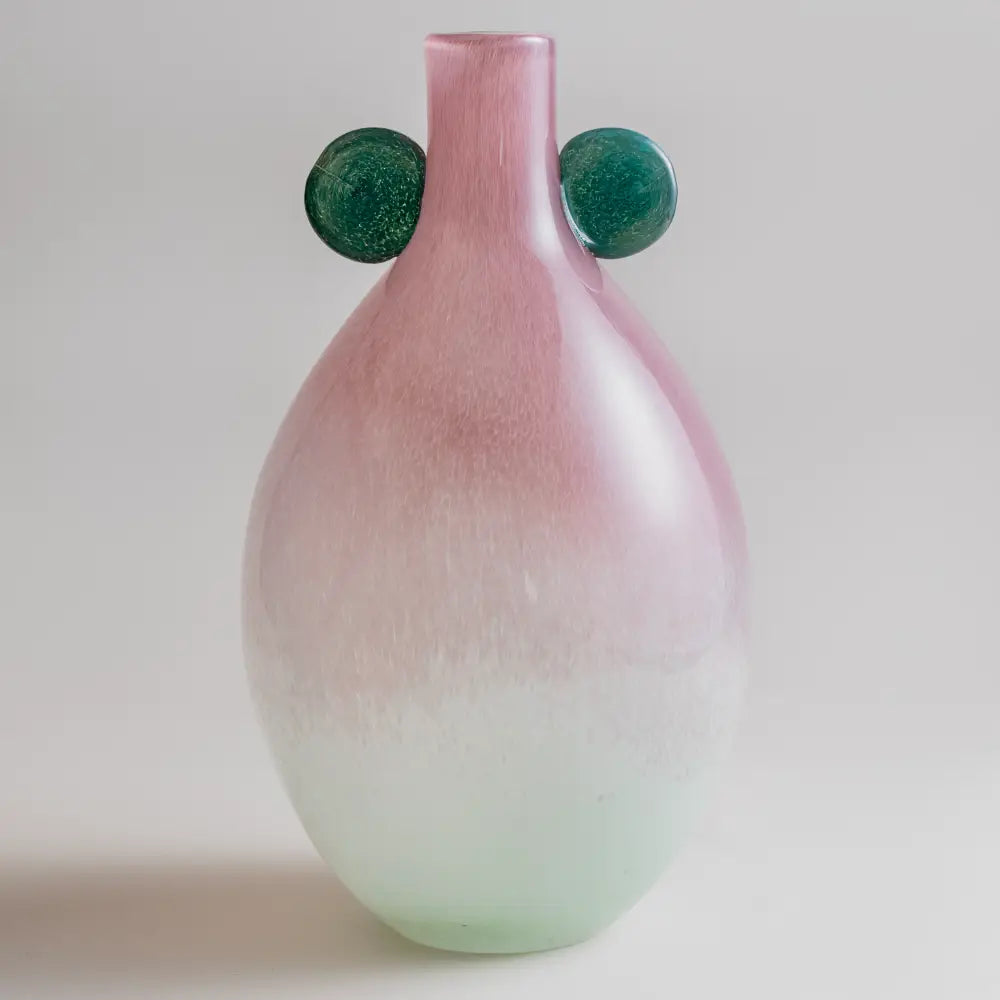 Vases with designs en verre soufflé framboise et vert menthe – Goutte Framboise Menthe