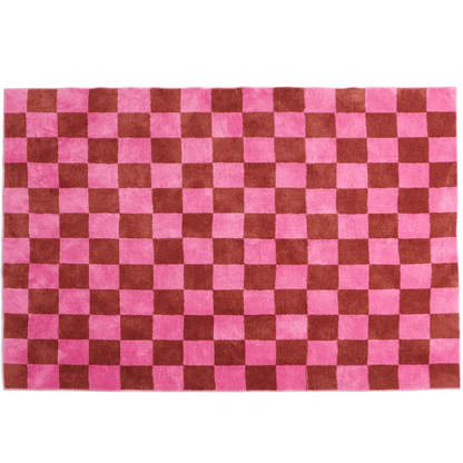 tapis à carreaux rose Kolviva