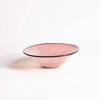 Plateau décoratif Éclat Pastel en verre soufflé rose poudré