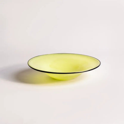 Plateau décoratif en verre artisanal, version vert pastel