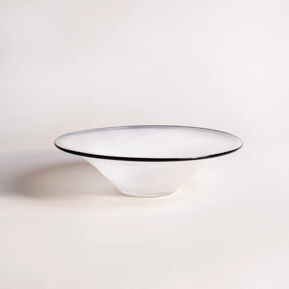 Plateau décoratif blanc en verre soufflé, design épuré