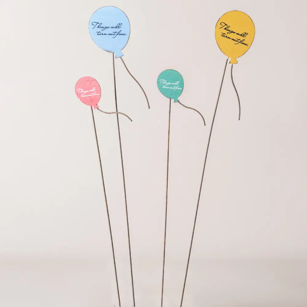 Décoration de pot de fleurs lot 2 piques métal ballons1