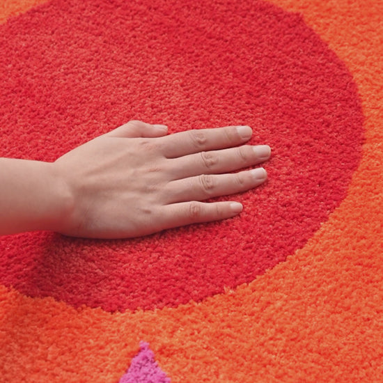 tapis floral rose et orange Kolviva