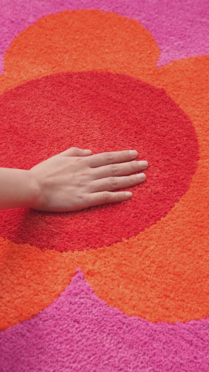 tapis floral rose et orange Kolviva