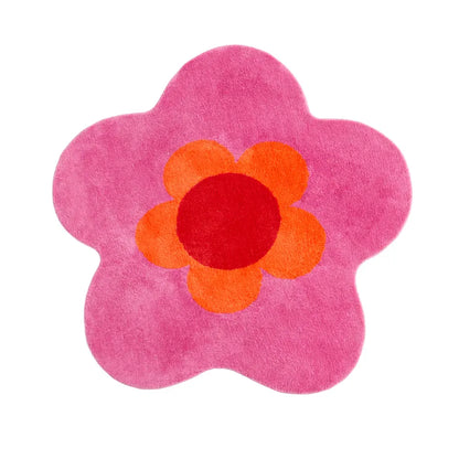tapis floral rose et orange salon